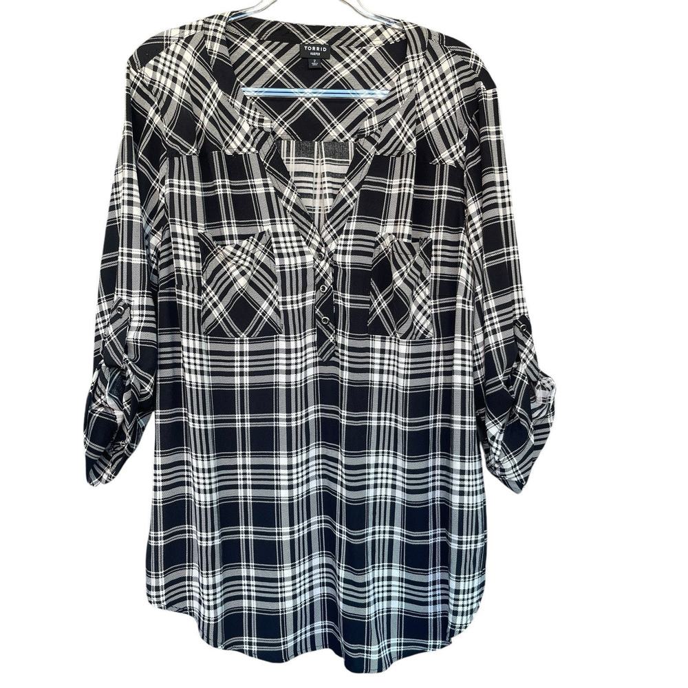 Torrid Harper Black and White Plaid Women's Top